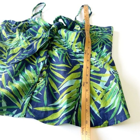 Sofia Jeans Sofia Vergara Tank Top Sz Medium Green Blue Peplum Linen Tropical - Picture 14 of 14
